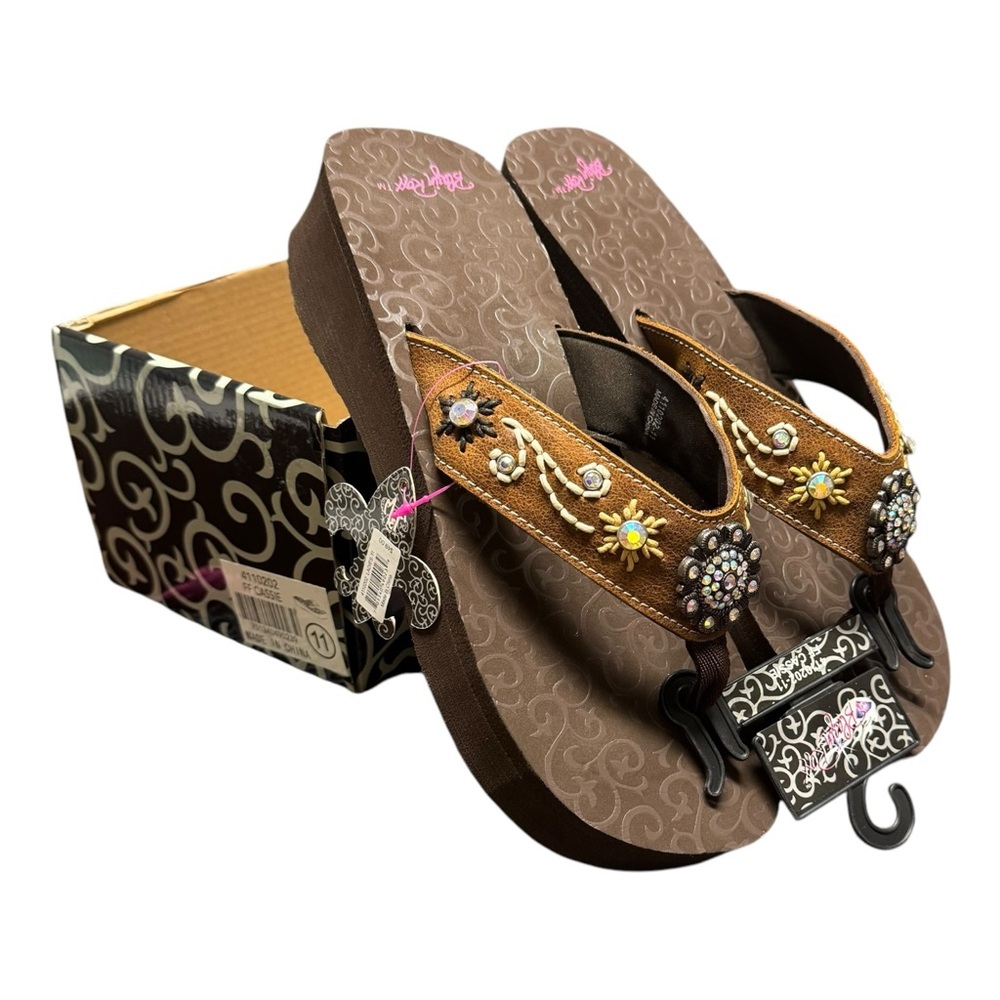 Blazin Roxx Women’s Size 11 Cassie Western Embellished Thong Flip Flop Sandal